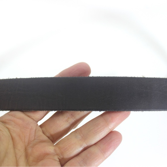 Dark Brown Leather Dress Belt Gold Brass Anchor Buckle Mens Unisex Nautical Boat - Picture 6 of 7